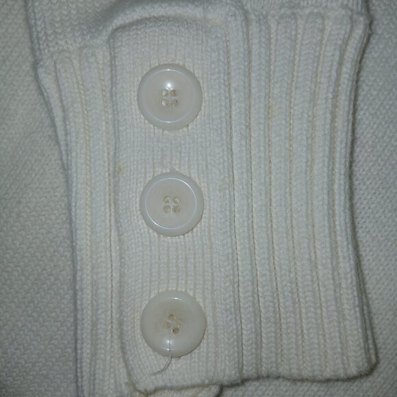 AUGUST SILK CREAM SWEATER BUTTON UP COLLAR BUTTON CUFF WOMENS SIZE LARGE - Picture 5 of 7